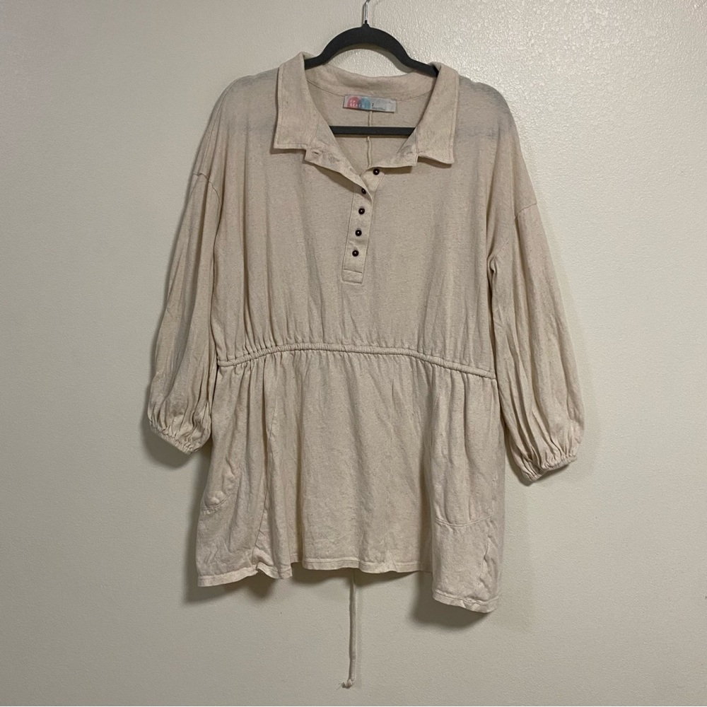Free People Beach Dress Women’s Size Small beige Linen Cotton Blend Mini Dress